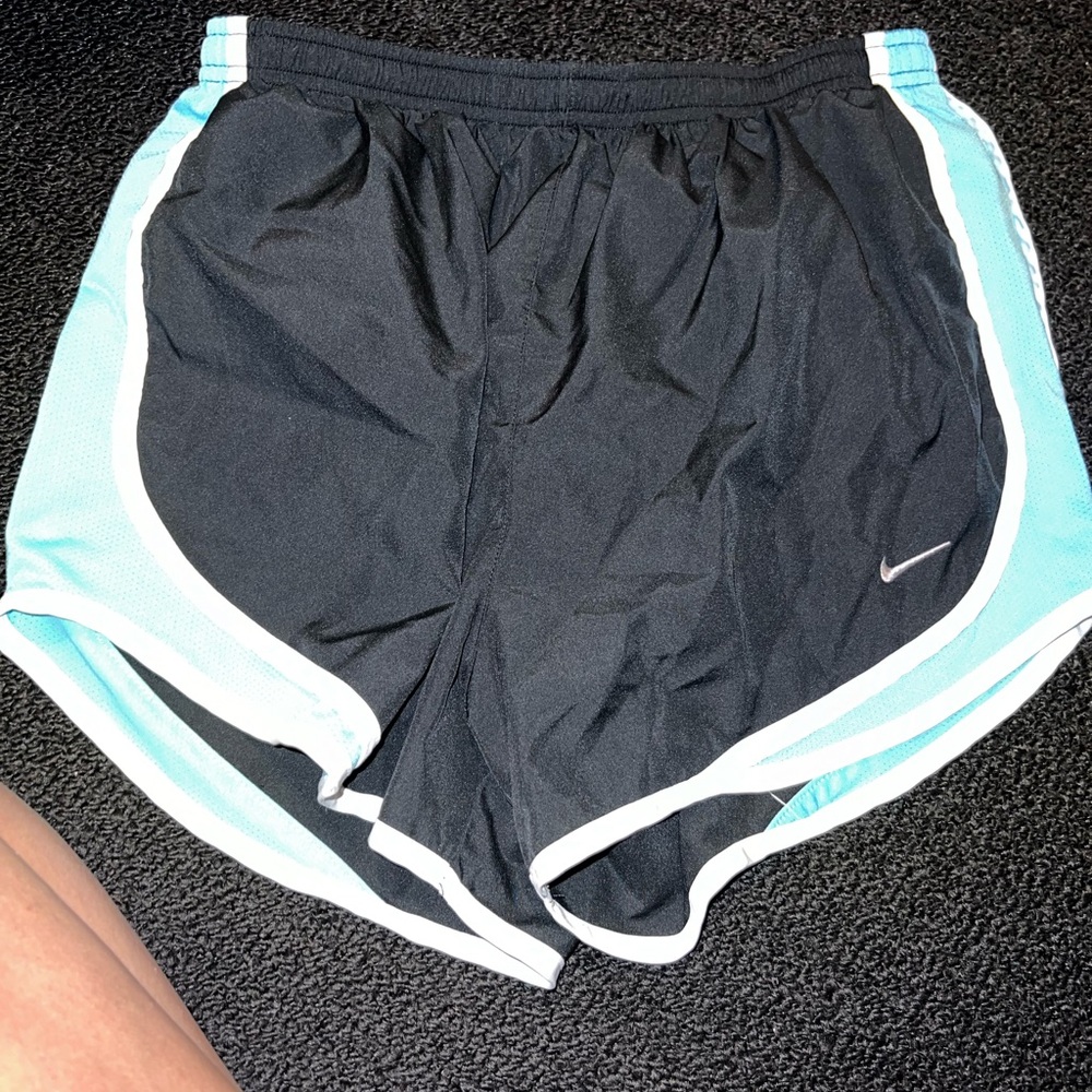Nike Black and Light Blue Running Shorts